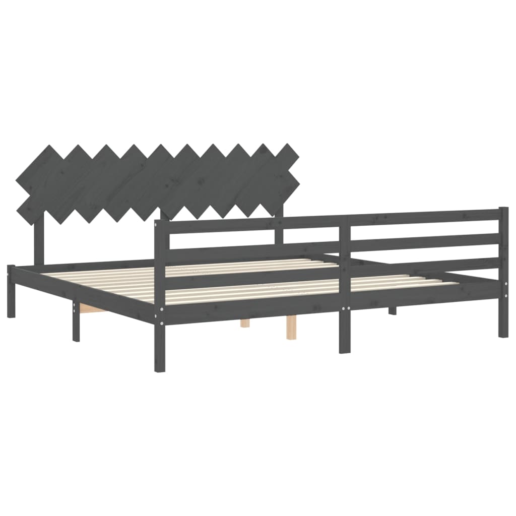 Cadre de lit sans matelas gris 200x200 cm bois massif