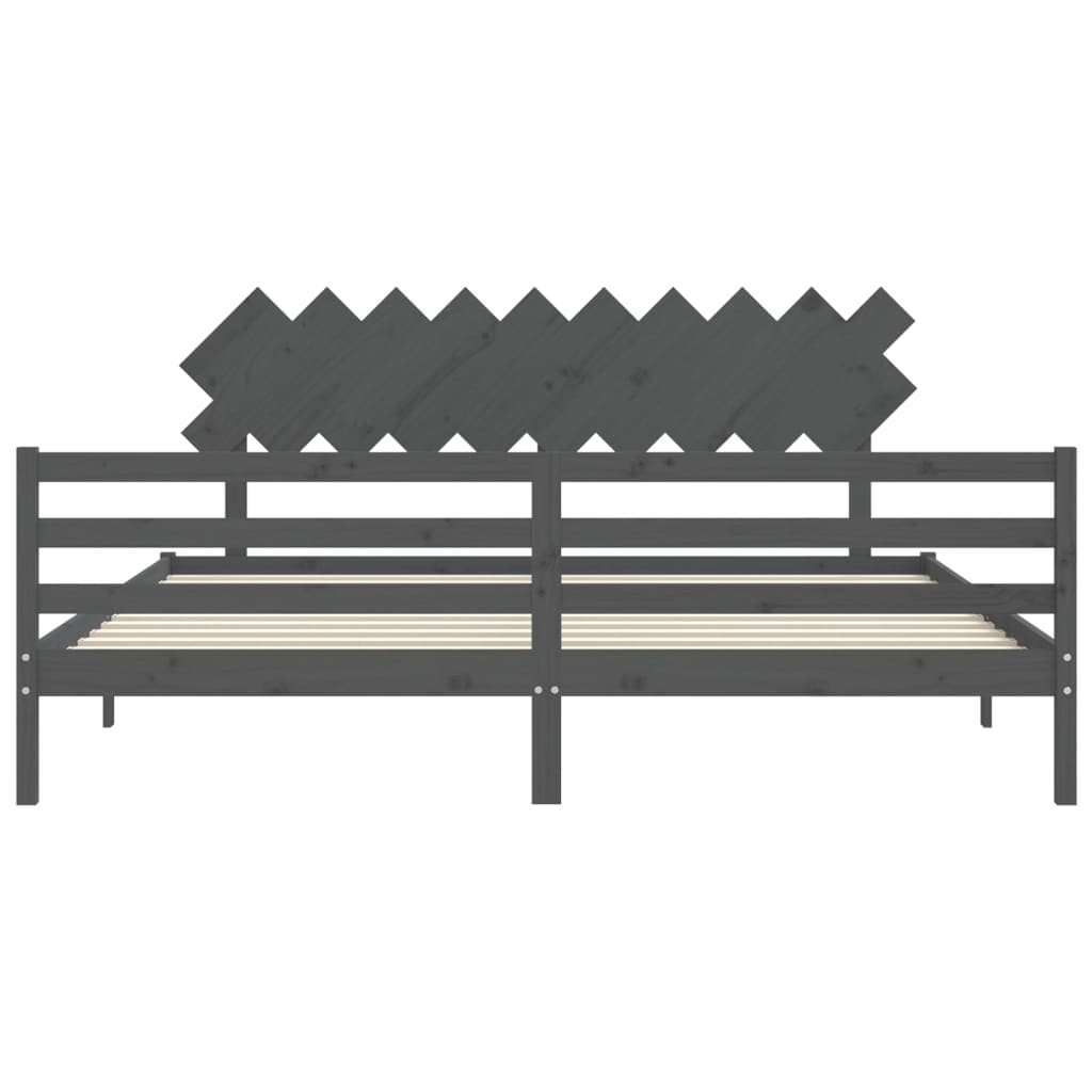 Cadre de lit sans matelas gris 200x200 cm bois massif