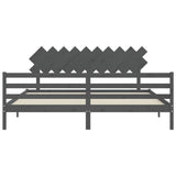 Cadre de lit sans matelas gris 200x200 cm bois massif