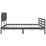 Cadre de lit sans matelas gris 200x200 cm bois massif