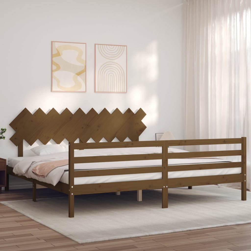 Cadre de lit sans matelas marron miel 200x200 cm bois massif