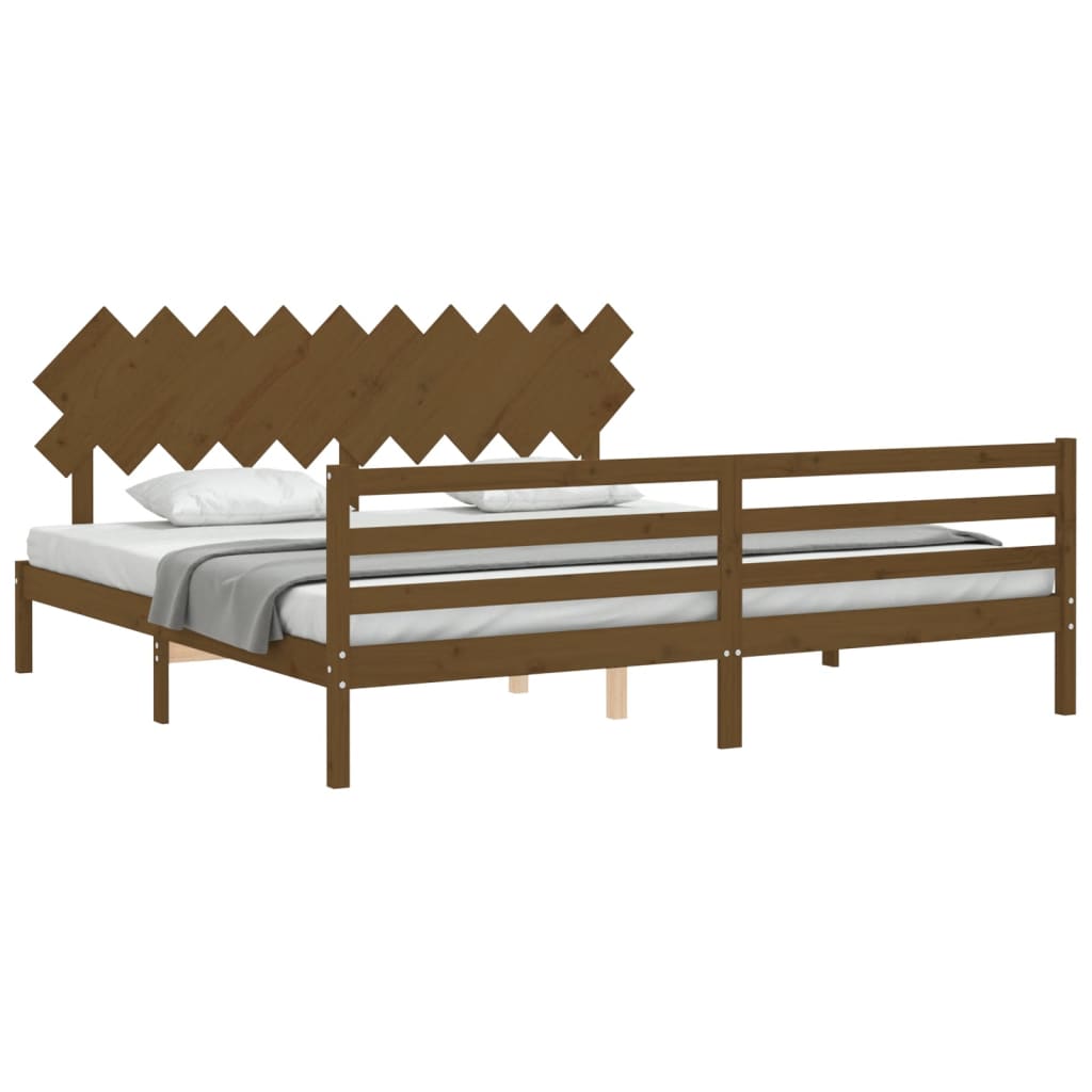 Cadre de lit sans matelas marron miel 200x200 cm bois massif