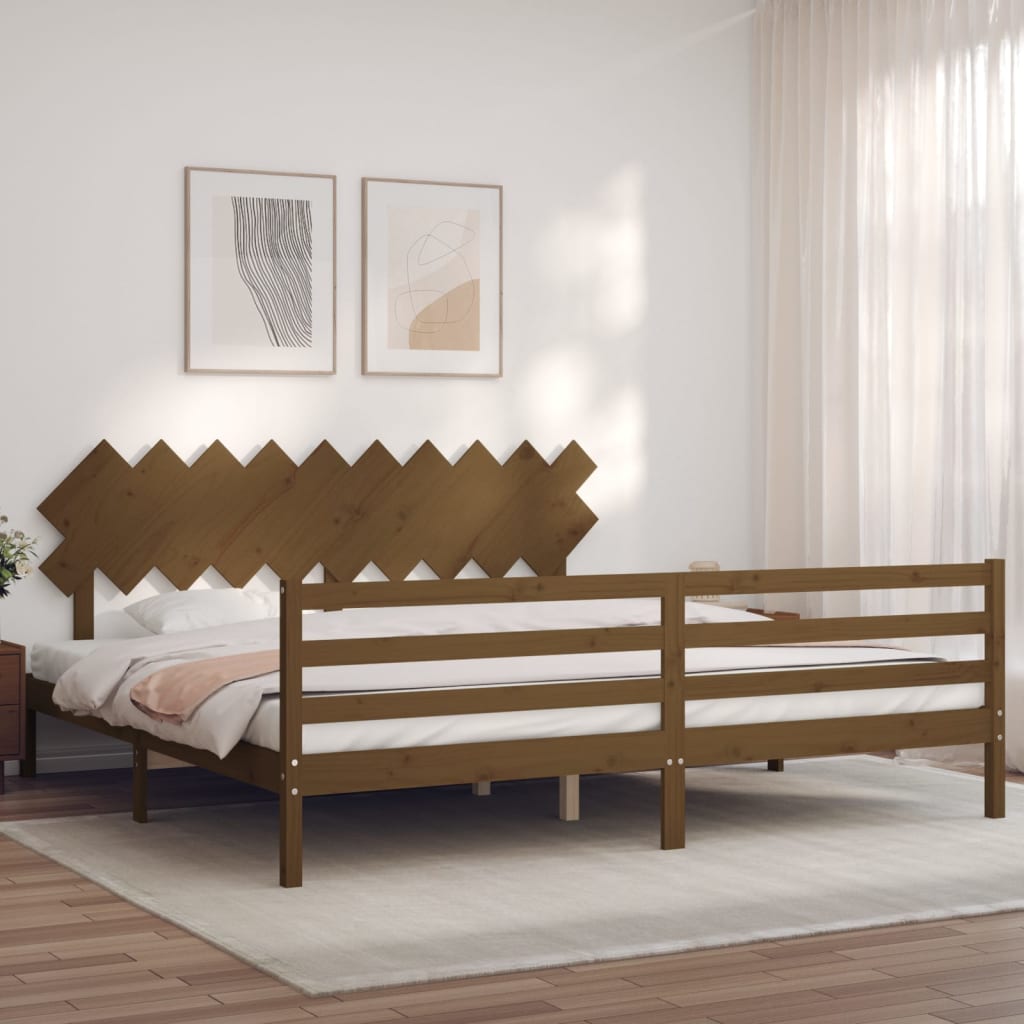 Cadre de lit sans matelas marron miel 200x200 cm bois massif