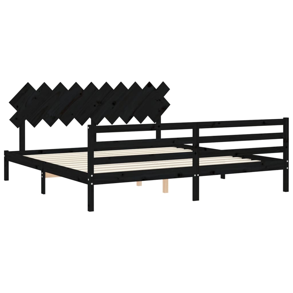 Cadre de lit sans matelas noir 200x200 cm bois massif