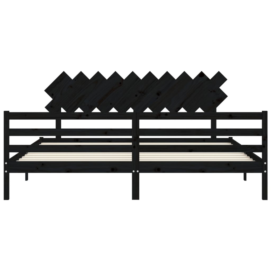 Cadre de lit sans matelas noir 200x200 cm bois massif