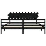 Cadre de lit sans matelas noir 200x200 cm bois massif