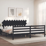 Cadre de lit sans matelas noir 200x200 cm bois massif