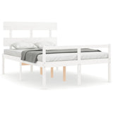 Lit pour personne âgée sans matelas blanc 140x190cm bois massif