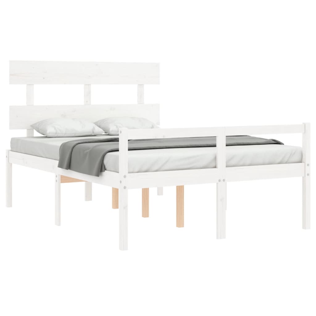 Lit pour personne âgée sans matelas blanc 140x190cm bois massif