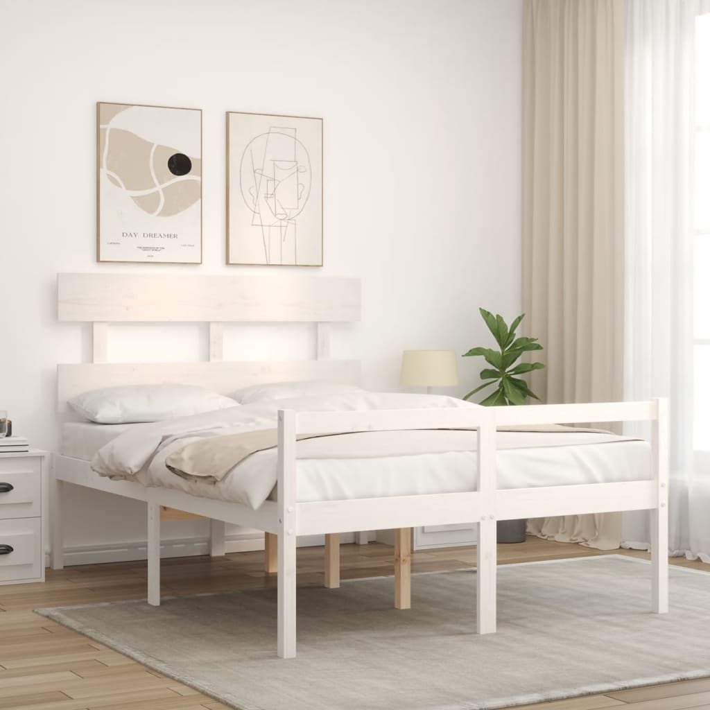 Lit pour personne âgée sans matelas blanc 120x200cm bois massif