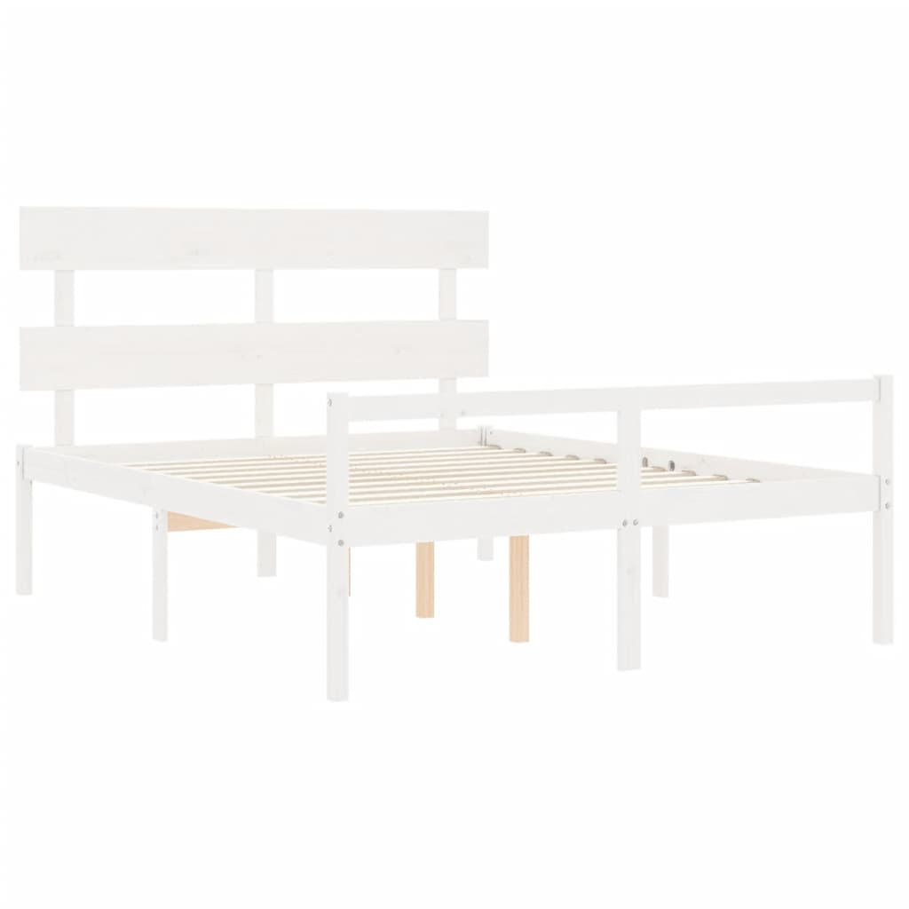 Lit pour personne âgée sans matelas blanc 160x200cm bois massif