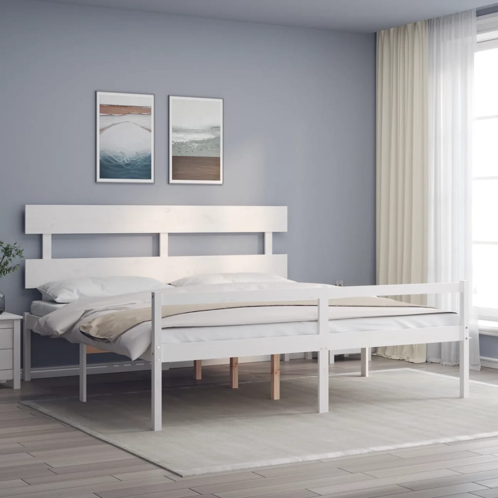 Lit pour personne âgée sans matelas blanc bois massif