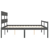 Lit pour personne âgée sans matelas gris 200x200 cm bois massif