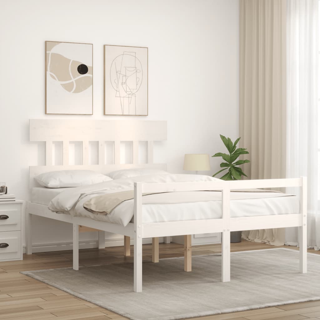 Lit pour personne âgée sans matelas blanc bois massif