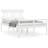 Lit pour personne âgée sans matelas blanc 140x190cm bois massif