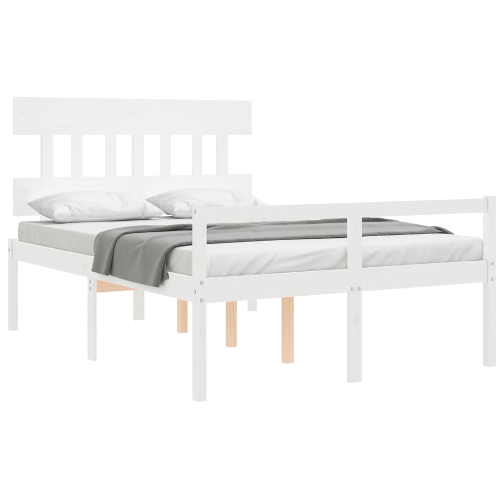 Lit pour personne âgée sans matelas blanc 140x190cm bois massif