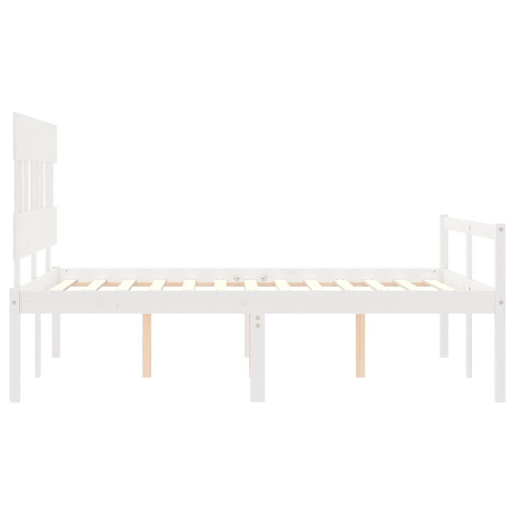 Lit pour personne âgée sans matelas blanc 140x190cm bois massif