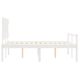 Lit pour personne âgée sans matelas blanc 140x190cm bois massif