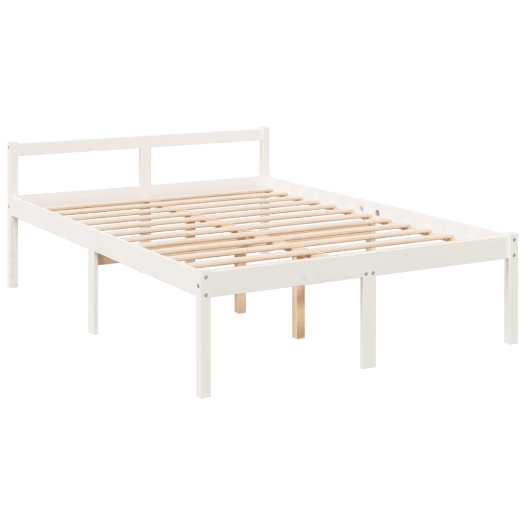 Lit pour personne âgée sans matelas blanc 120x200cm bois massif