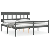 Lit pour personne âgée sans matelas gris 200x200 cm bois massif