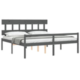 Lit pour personne âgée sans matelas gris 200x200 cm bois massif