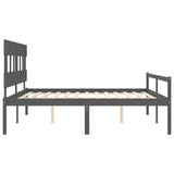 Lit pour personne âgée sans matelas gris 200x200 cm bois massif