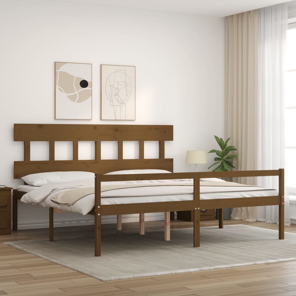 Lit pour personne âgée sans matelas 200x200 cm bois massif