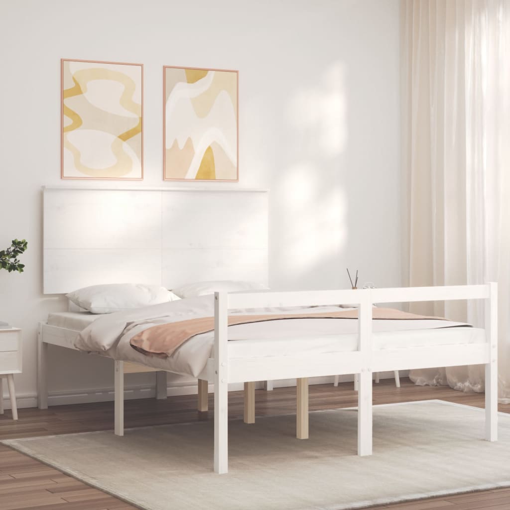 Lit pour personne âgée sans matelas blanc bois massif