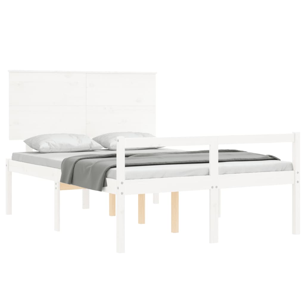 Lit pour personne âgée sans matelas blanc 140x190cm bois massif