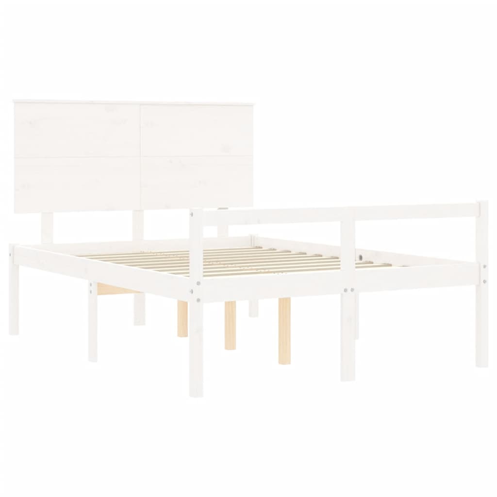 Lit pour personne âgée sans matelas blanc 140x190cm bois massif