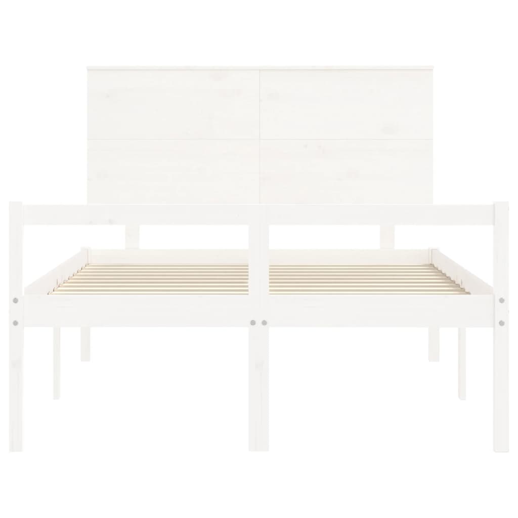 Lit pour personne âgée sans matelas blanc 140x190cm bois massif