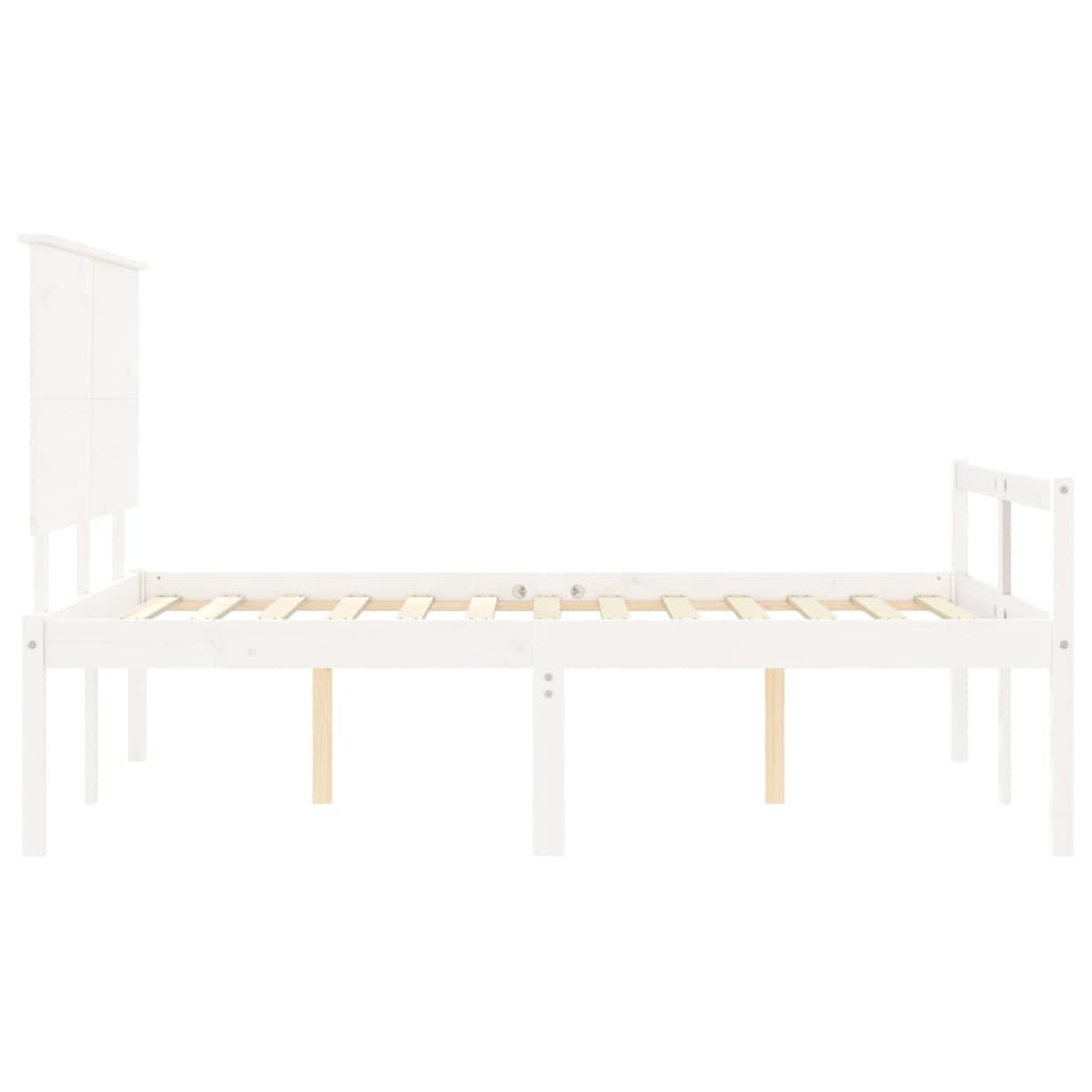 Lit pour personne âgée sans matelas blanc 140x190cm bois massif