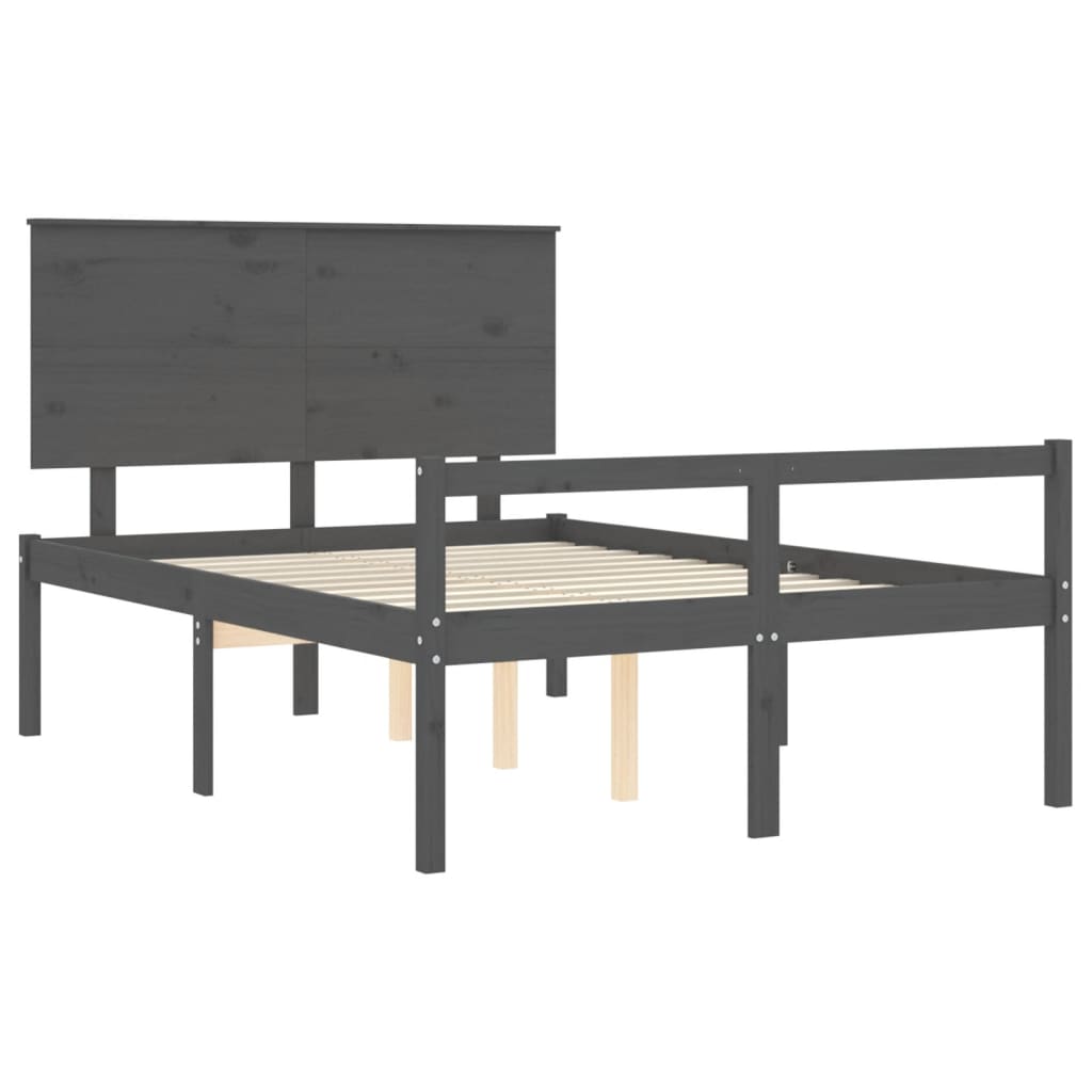 Lit pour personne âgée sans matelas gris 120x200 cm bois massif