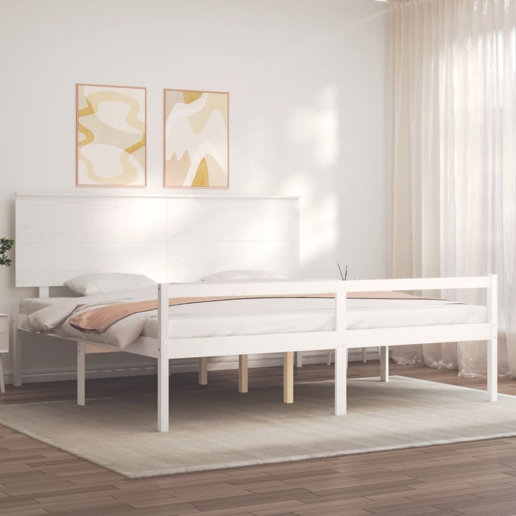 Lit pour personne âgée sans matelas blanc bois massif