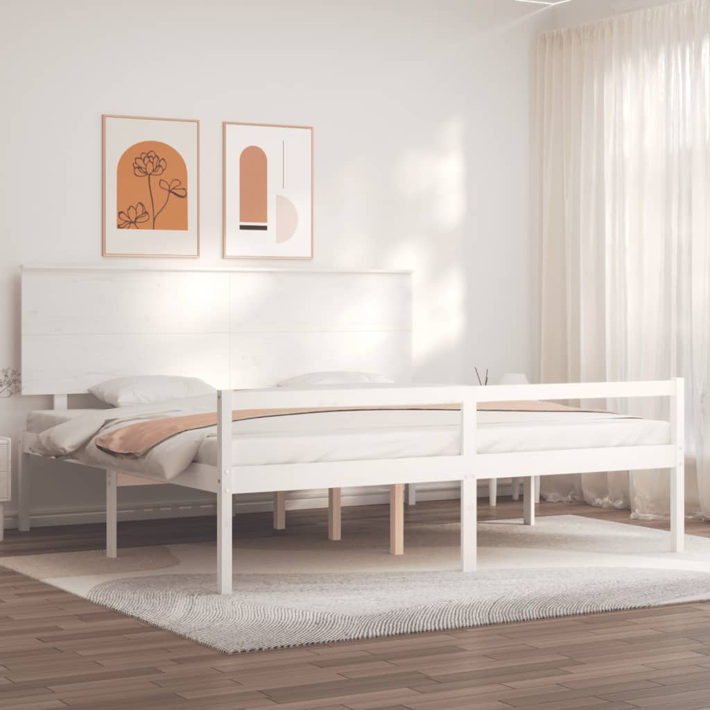 Lit pour personne âgée sans matelas blanc bois massif