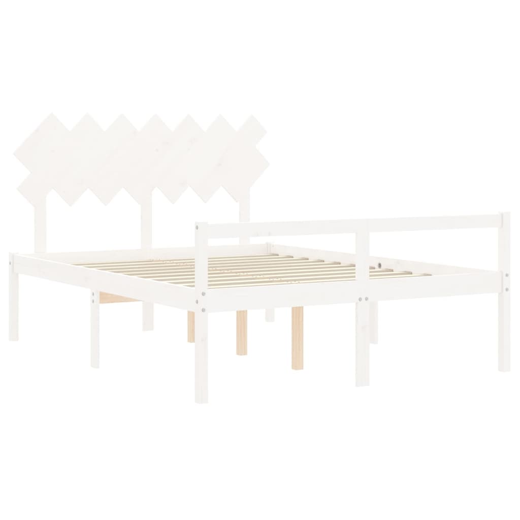 Lit pour personne âgée sans matelas blanc 140x190cm bois massif