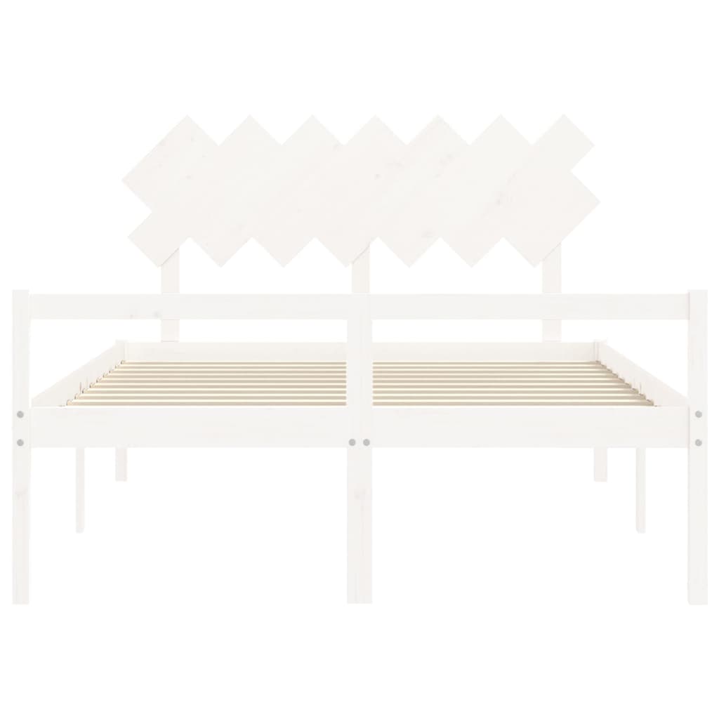 Lit pour personne âgée sans matelas blanc 140x190cm bois massif