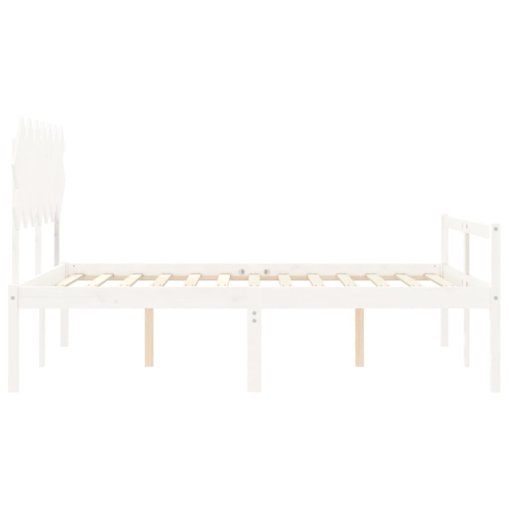 Lit pour personne âgée sans matelas blanc 140x190cm bois massif