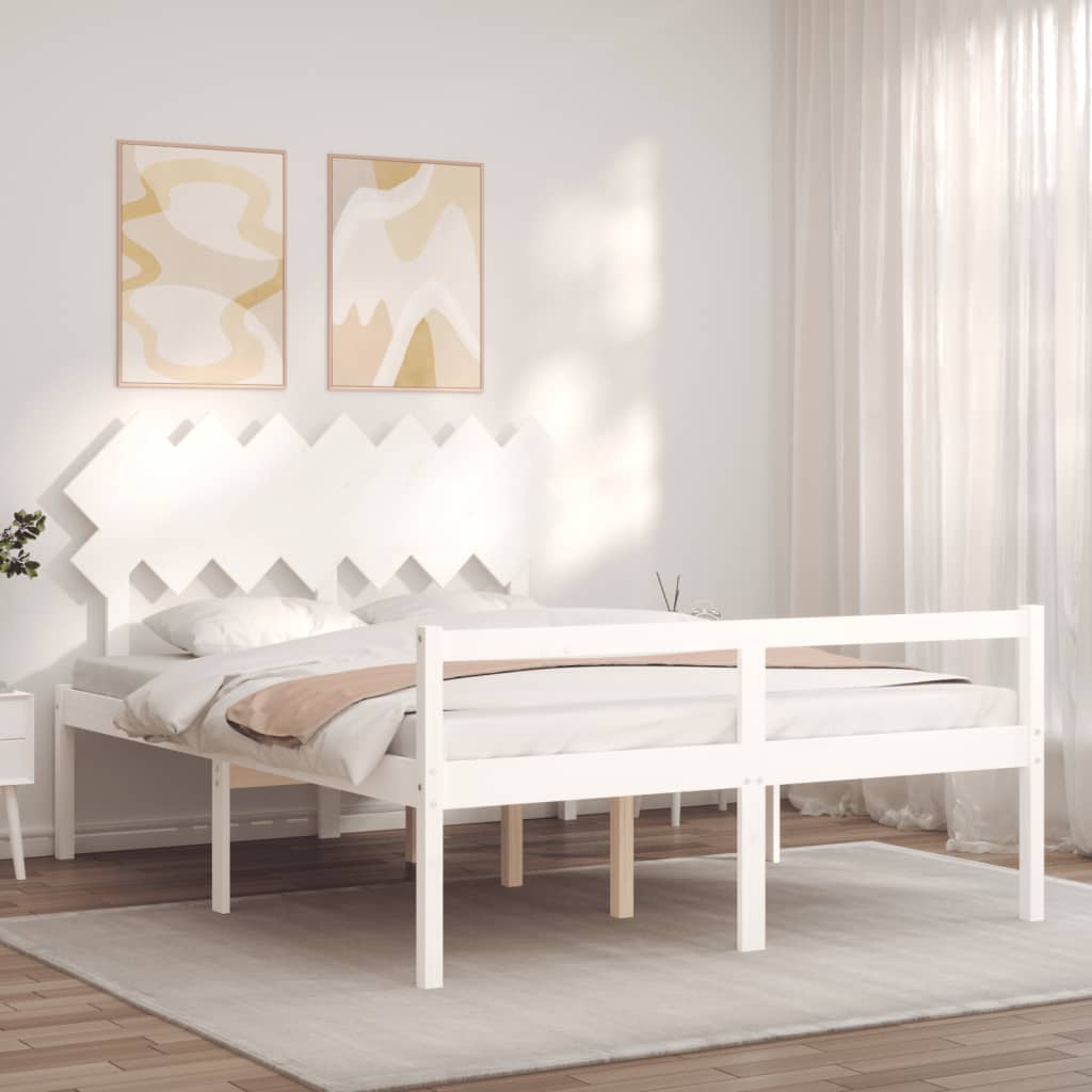 Lit pour personne âgée sans matelas blanc bois massif