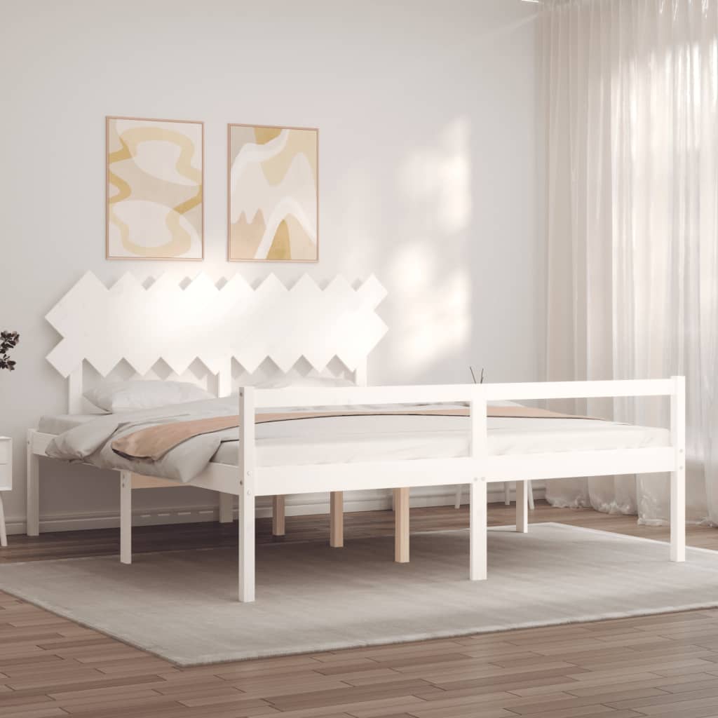 Lit pour personne âgée sans matelas blanc bois massif