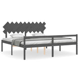 Lit pour personne âgée sans matelas gris 200x200 cm bois massif