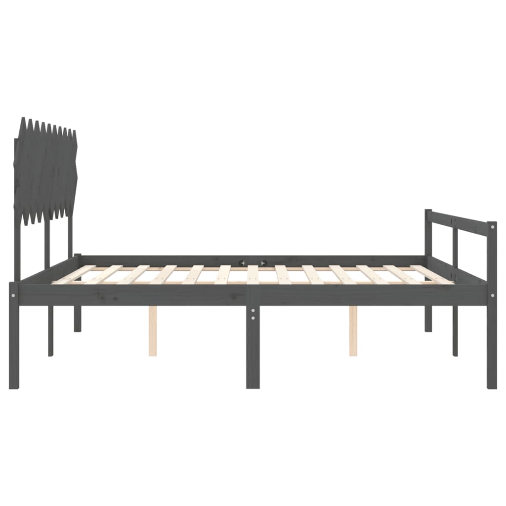 Lit pour personne âgée sans matelas gris 200x200 cm bois massif