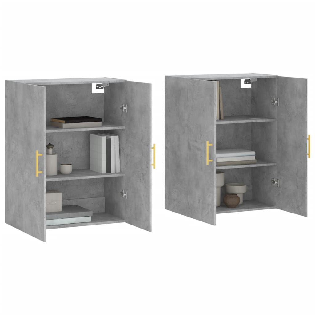 Armoires murales 2 pcs gris béton 69,5x34x90 cm