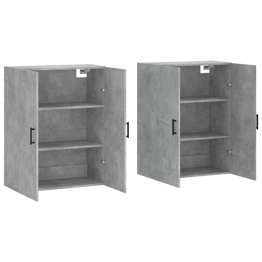 Armoires murales 2 pcs gris béton 69,5x34x90 cm