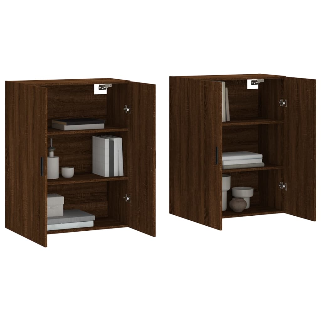 Wall cabinets 2 pcs oak brown 69.5x34x90 cm