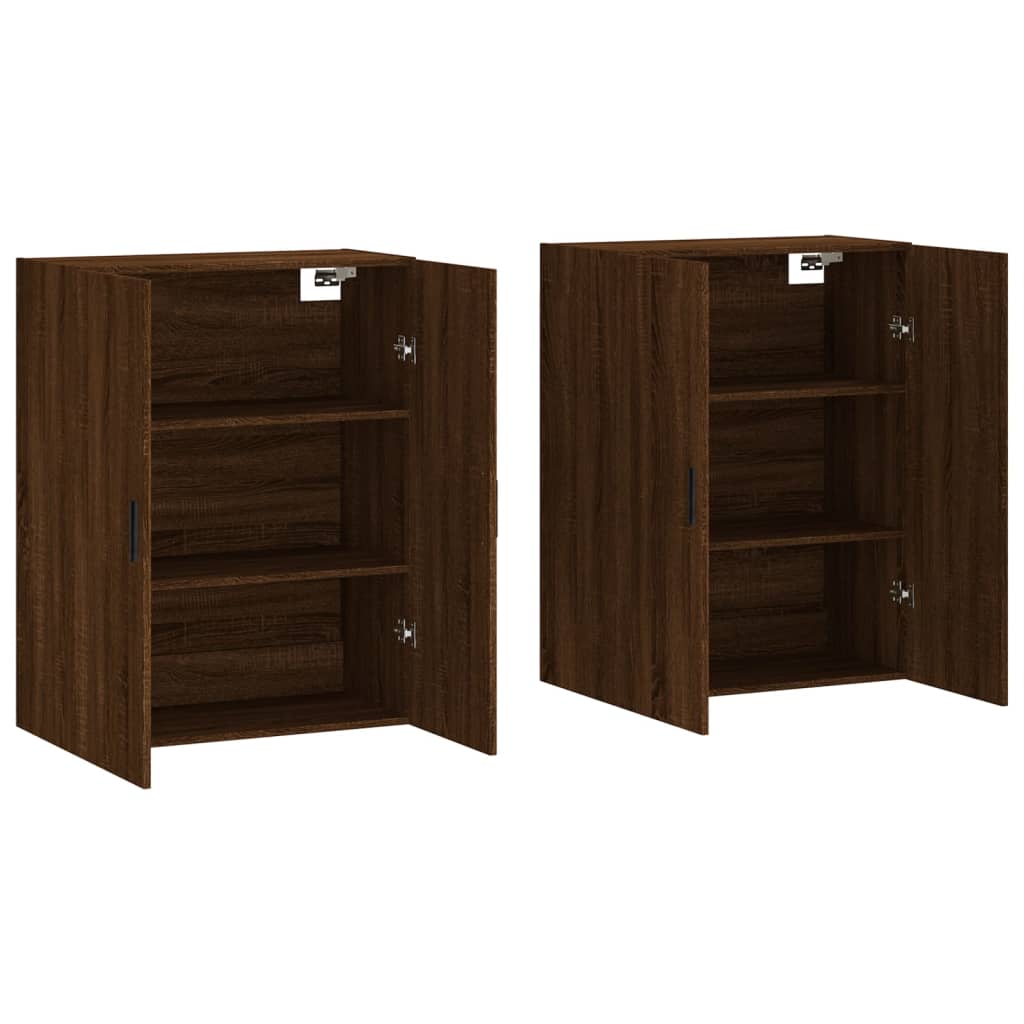 Wall cabinets 2 pcs oak brown 69.5x34x90 cm