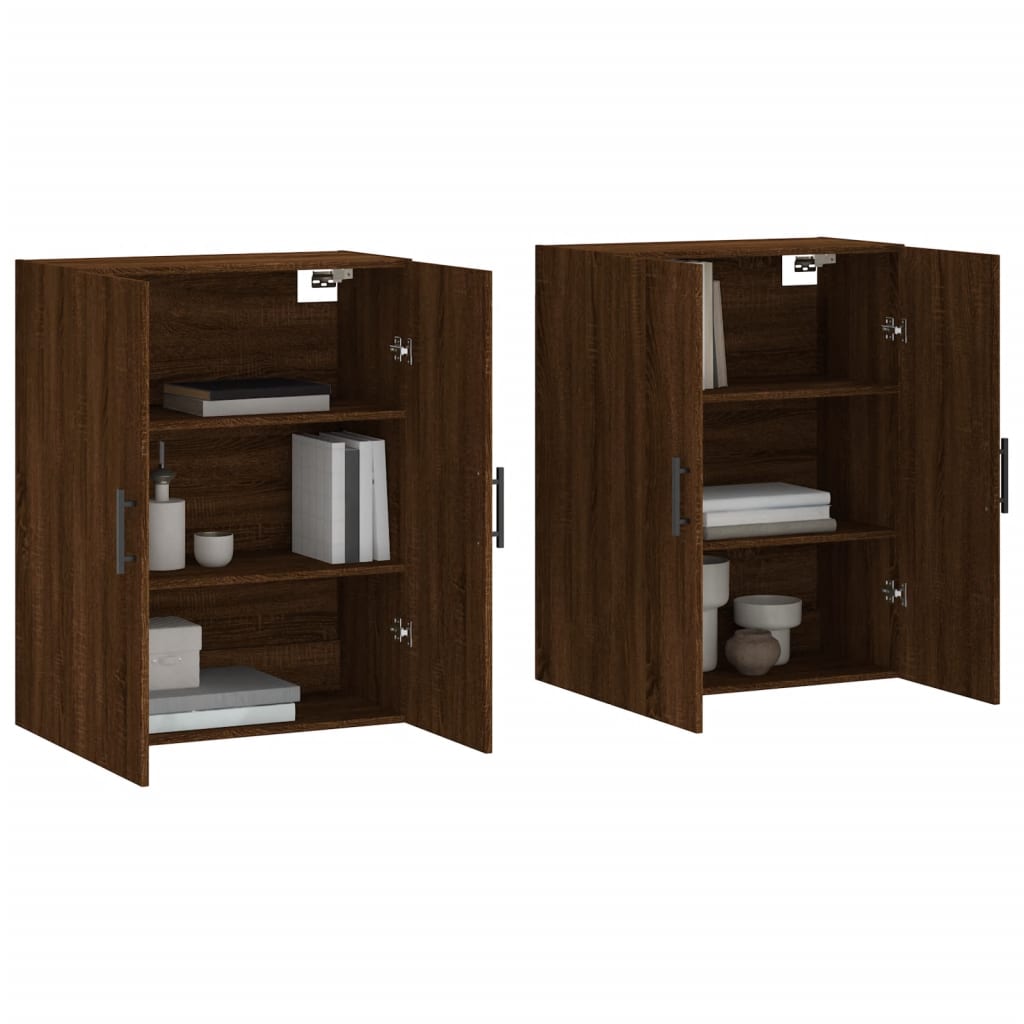 Wall cabinets 2 pcs oak brown 69.5x34x90 cm