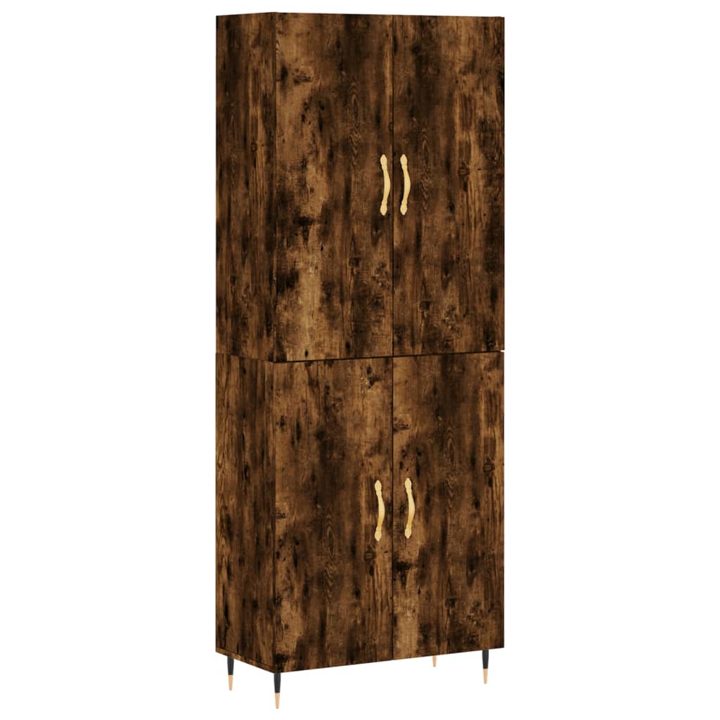 Buffet haut Chêne fumé 69,5x34x180 cm Bois d'ingénierie