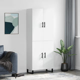 High sideboard Glossy white 69.5x34x180 cm Engineered wood