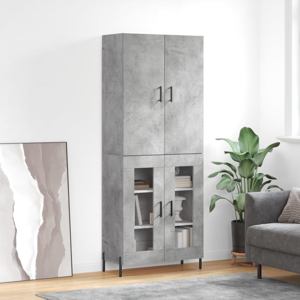 High sideboard Concrete gray 69.5x34x180 cm Engineered wood